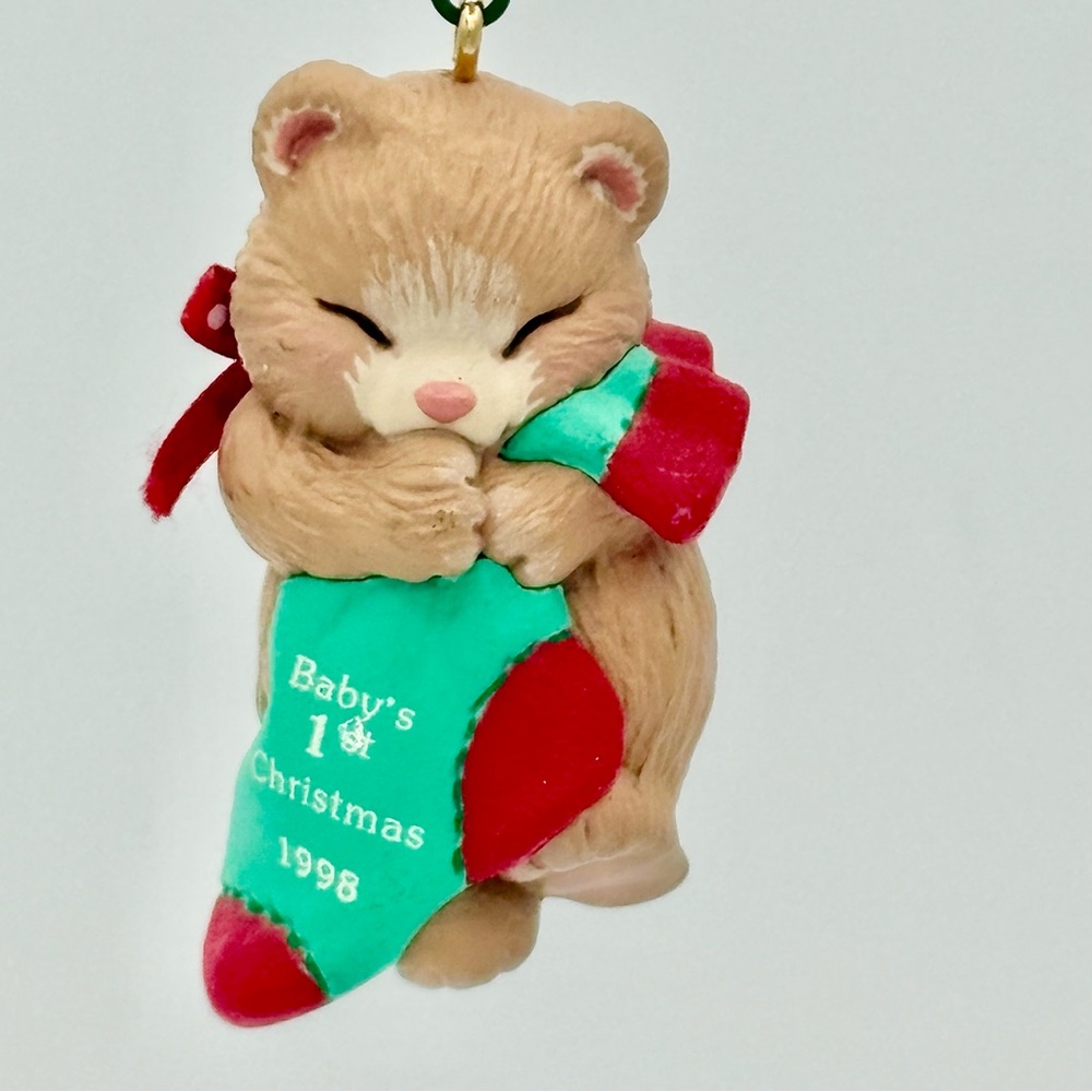 Vintage Hallmark Baby's First Christmas Bear Ornament 2”